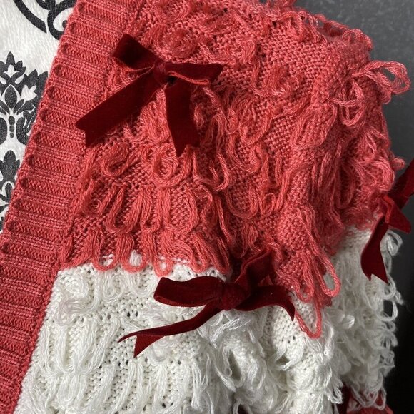 Mighty Fine Women's Size XS Red and White Striped Christmas Sweater w Bows - Picture 6 of 12